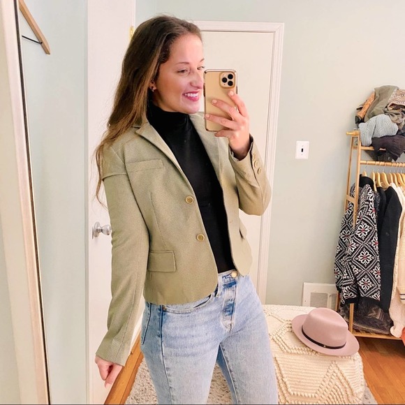 Theory Tan Classy Button Front Blazer Pockets Size 6 - Picture 1 of 11